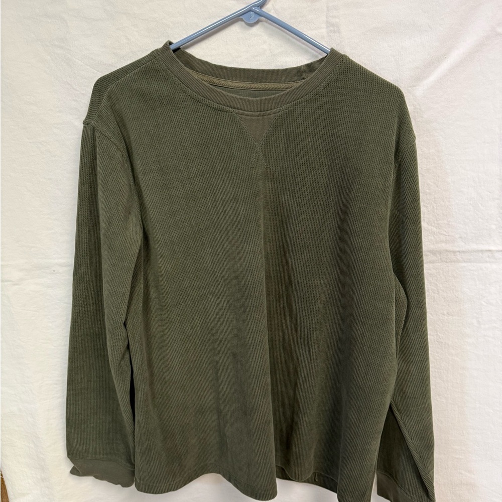 Goodfellow & Co Olive Green Crewneck Waffle Sweatshirt